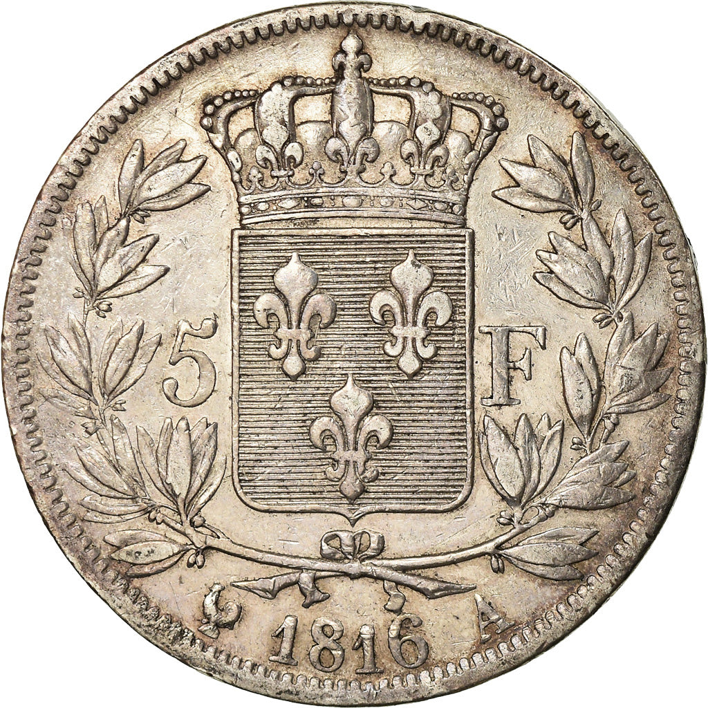 Monnaie, France, Louis XVIII, 5 Francs, 1816, Paris, TTB, Argent
