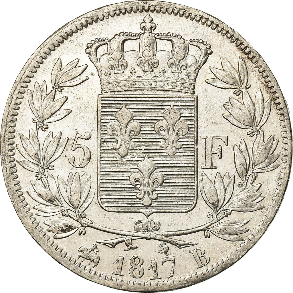 Coin, France, Louis XVIII, 5 Francs, 1817, Rouen, VF(30-35)