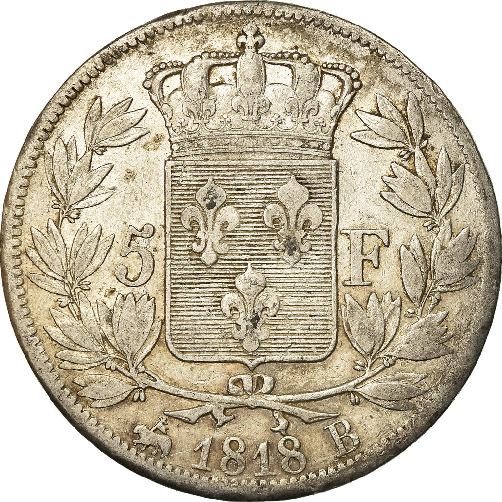Coin, France, Louis XVIII, 5 Francs, 1818, Rouen, VF(30-35)