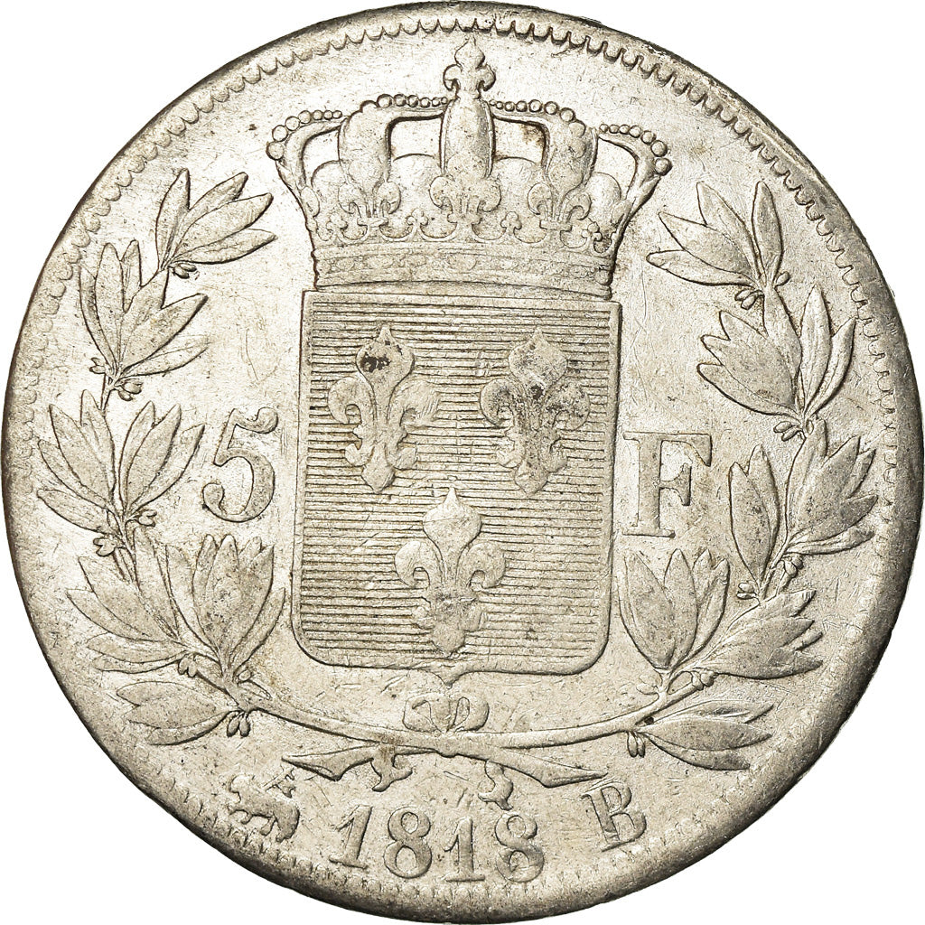 Coin, France, Louis XVIII, 5 Francs, 1818, Rouen, VF(30-35)