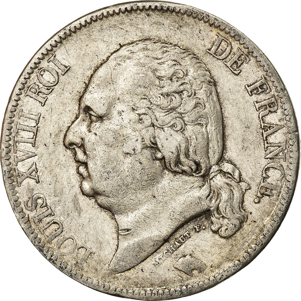 Coin, France, Louis XVIII, 5 Francs, 1819, Rouen, EF(40-45)