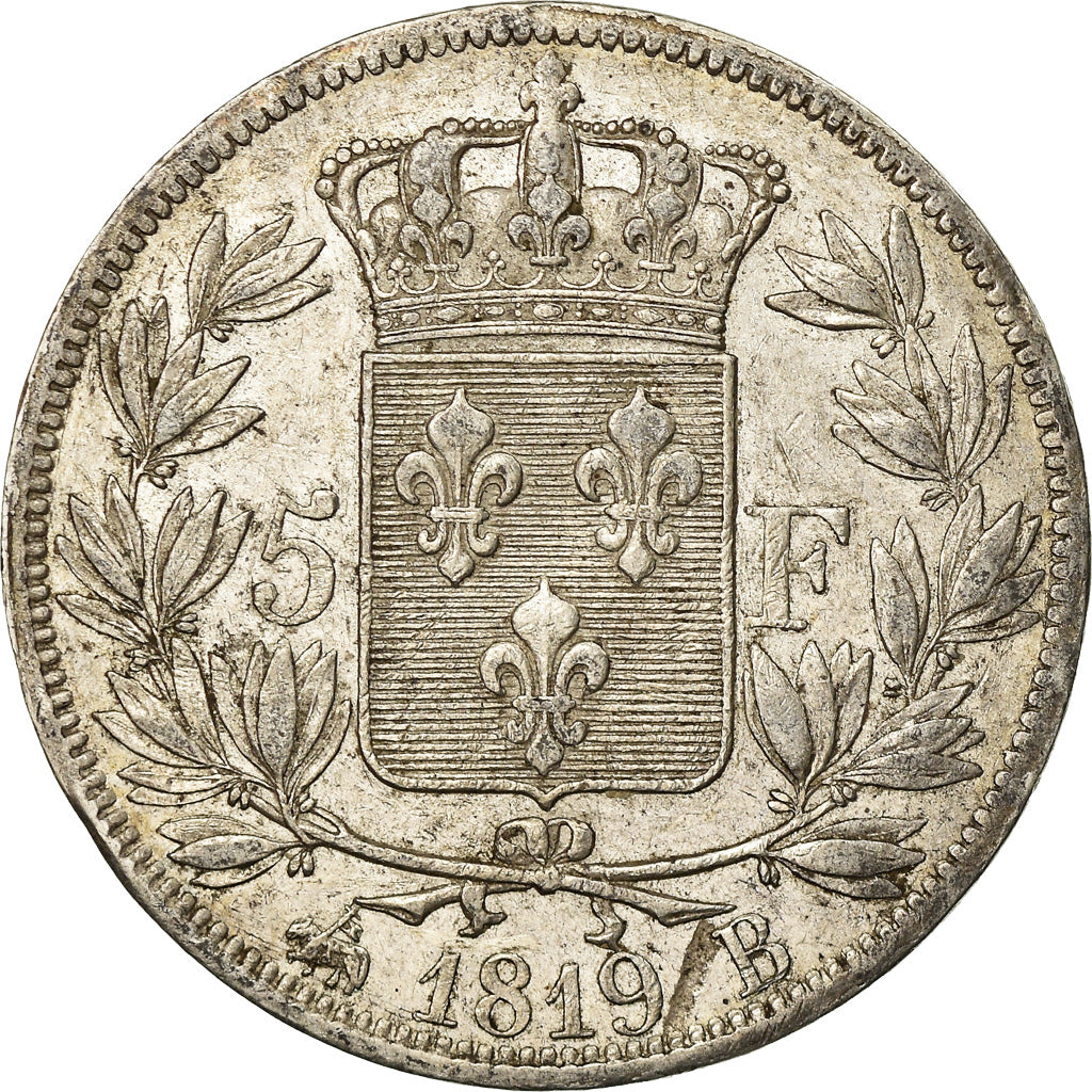 Coin, France, Louis XVIII, 5 Francs, 1819, Rouen, EF(40-45)