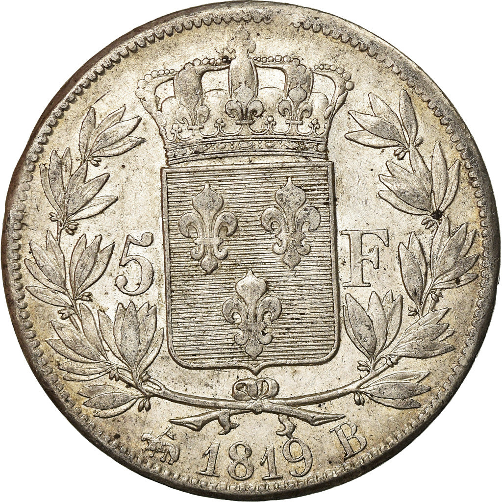Monnaie, France, Louis XVIII, 5 Francs, 1819, Rouen, TTB, Argent
