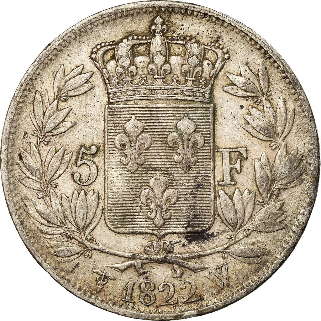 Coin, France, Louis XVIII, 5 Francs, 1822, Lille, VF(30-35)