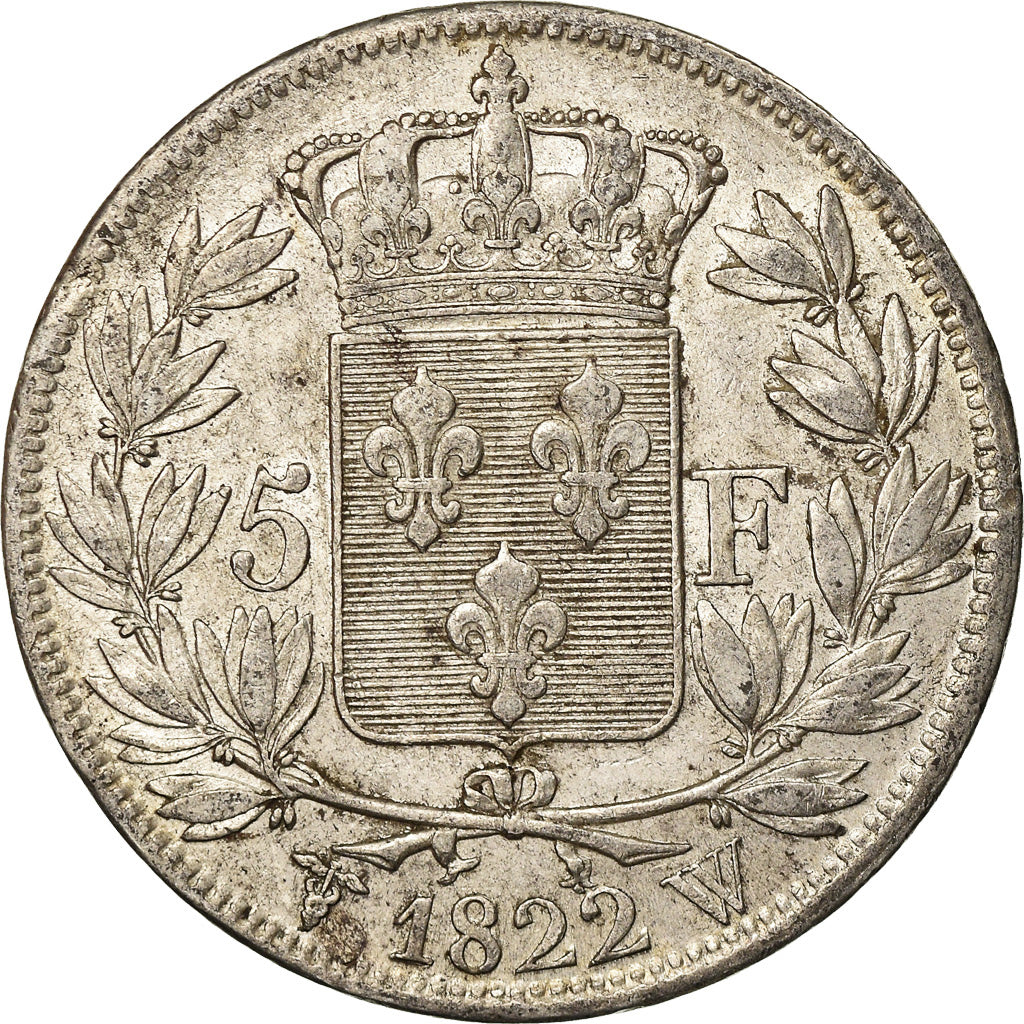 Coin, France, Louis XVIII, 5 Francs, 1822, Lille, VF(30-35)
