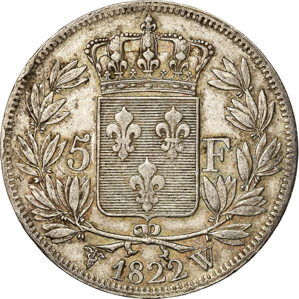 Coin, France, Louis XVIII, 5 Francs, 1822, Lille, EF(40-45)