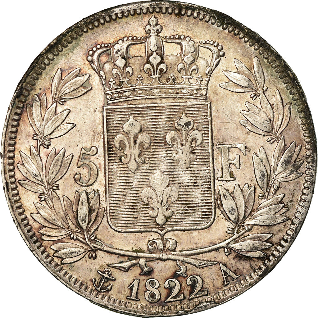 Coin, France, Louis XVIII, 5 Francs, 1822, Paris, VF(30-35)