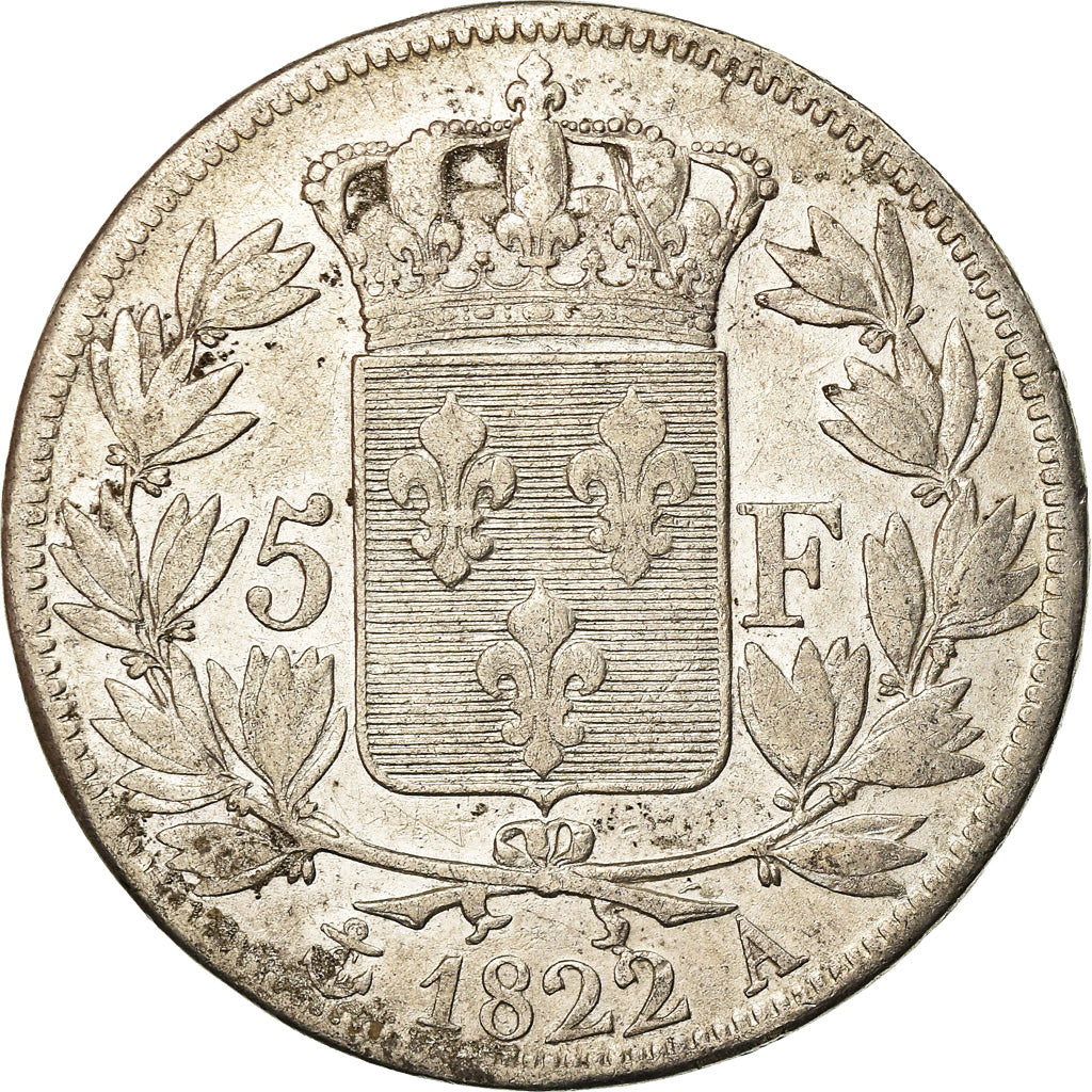 Coin, France, Louis XVIII, 5 Francs, 1822, Paris, VF(30-35)
