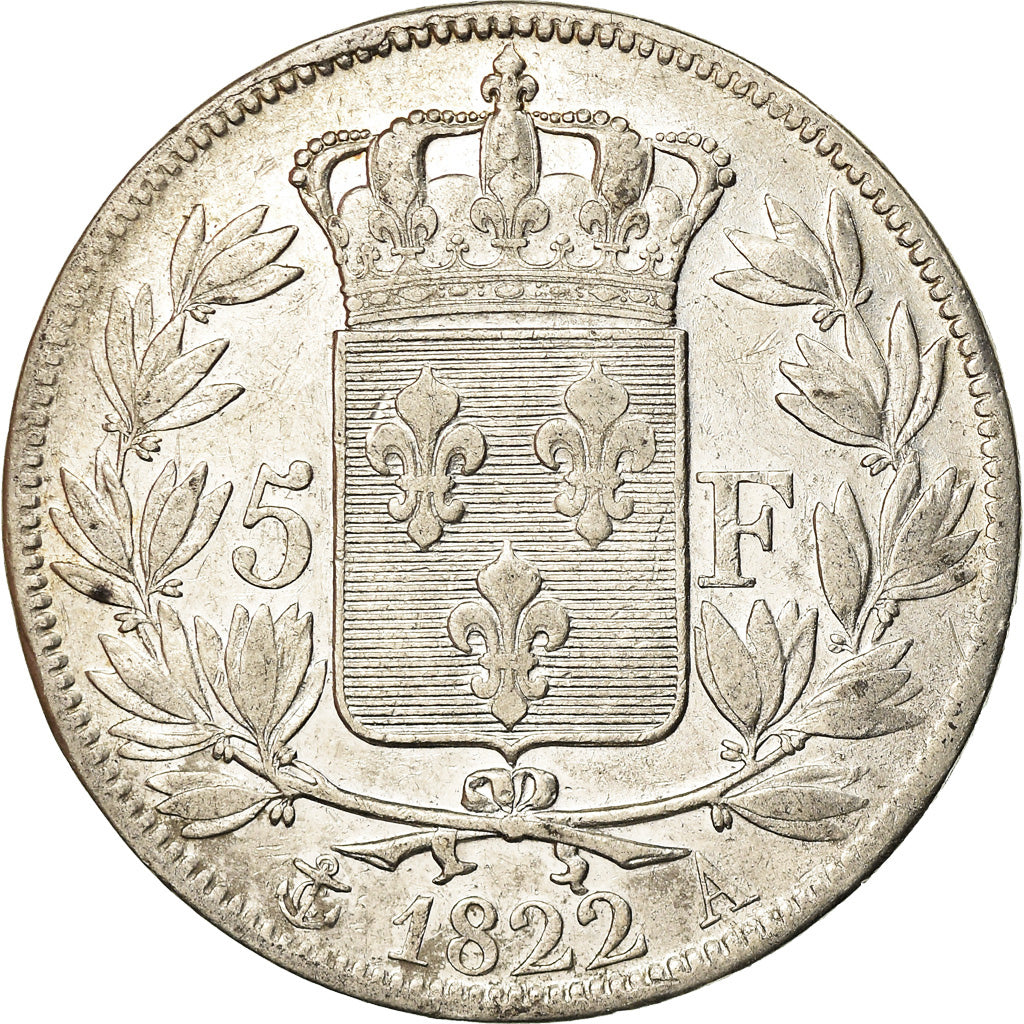 Coin, France, Louis XVIII, 5 Francs, 1822, Paris, EF(40-45)
