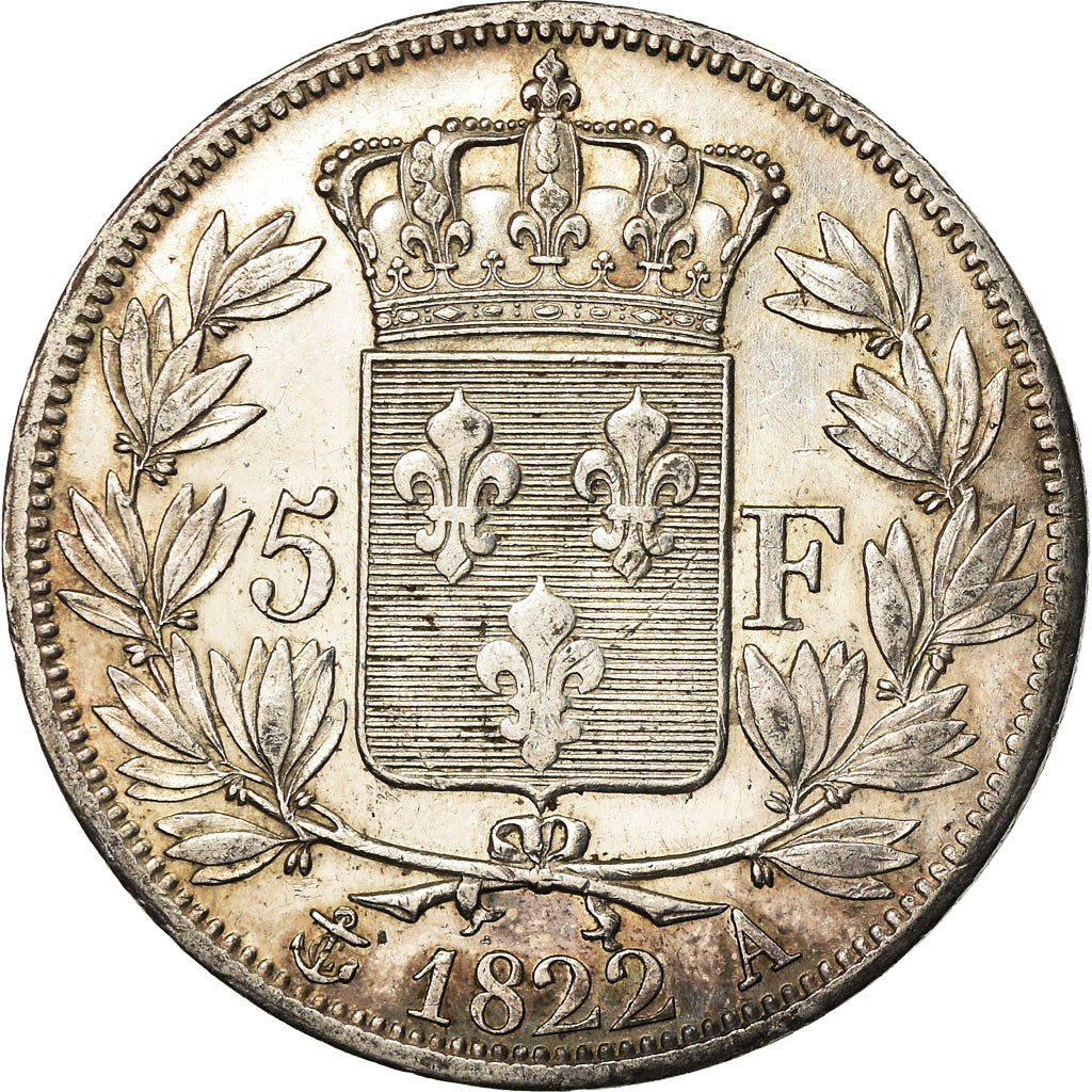 Monnaie, France, Louis XVIII, 5 Francs, 1822, Paris, TTB, Argent