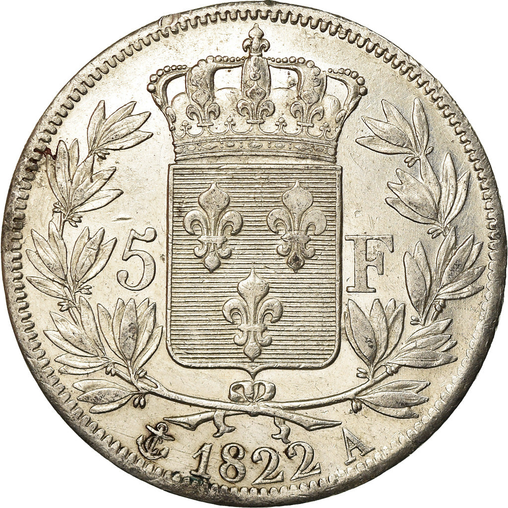 Monnaie, France, Louis XVIII, 5 Francs, 1822, Paris, TTB, Argent