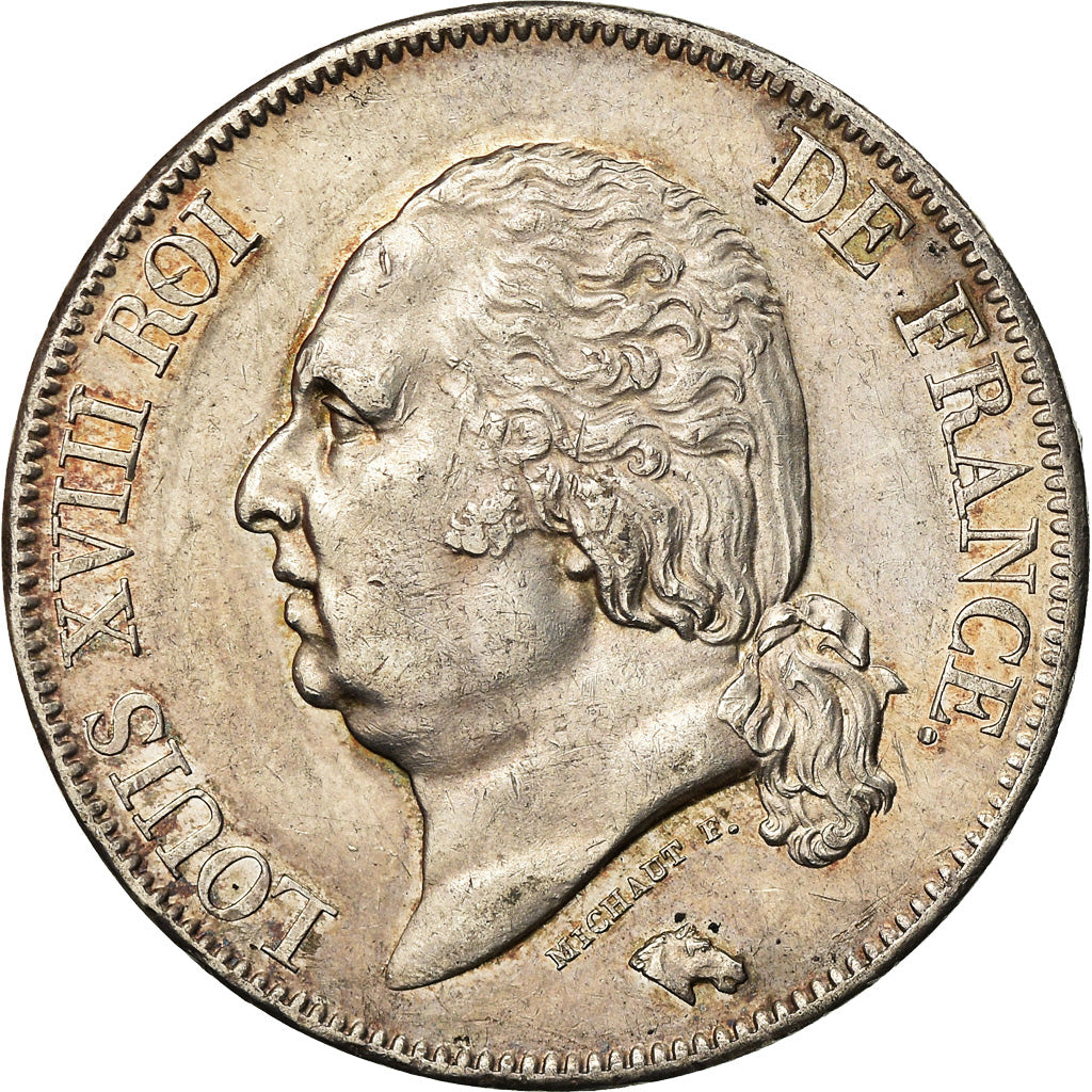 Moneda, Francia, Louis XVIII, Louis XVIII, 5 Francs, 1822, Paris, MBC+, Plata