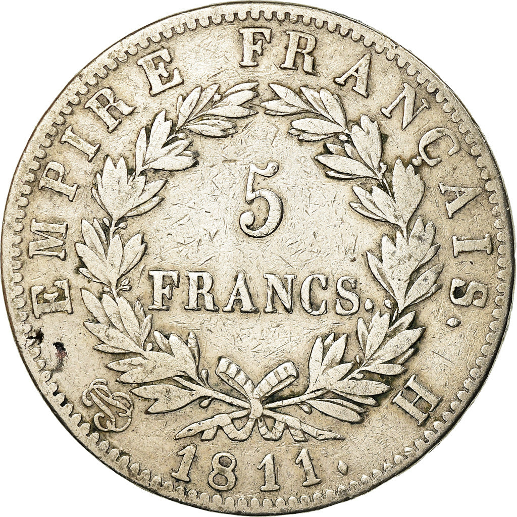 Coin, France, Napoléon I, 5 Francs, 1811, La Rochelle, VF(30-35), Silver