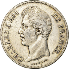 Coin, France, Charles X, 5 Francs, 1827, Paris, VF(30-35), Silver, KM:728.1