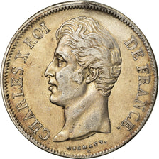 Coin, France, Charles X, 5 Francs, 1827, Lyon, EF(40-45), Silver, KM:728.4