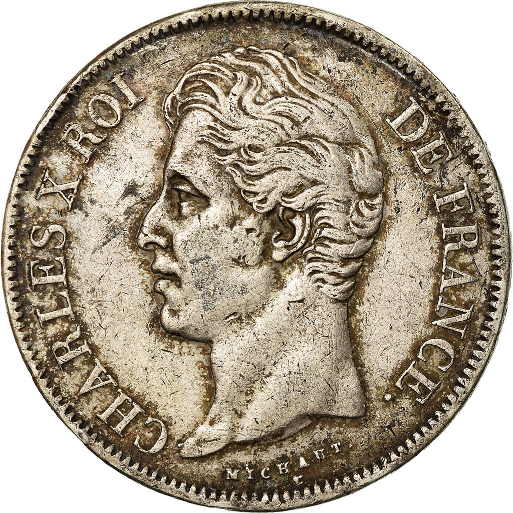 Coin, France, Charles X, 5 Francs, 1827, Lille, VF(30-35), Silver, KM:728.13