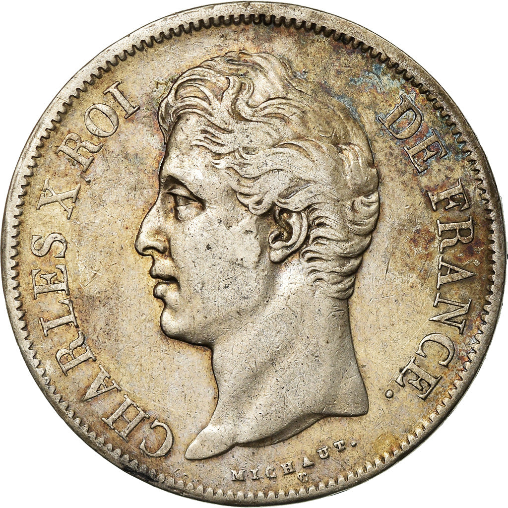 Coin, France, Charles X, 5 Francs, 1830, La Rochelle, VF(30-35), Silver
