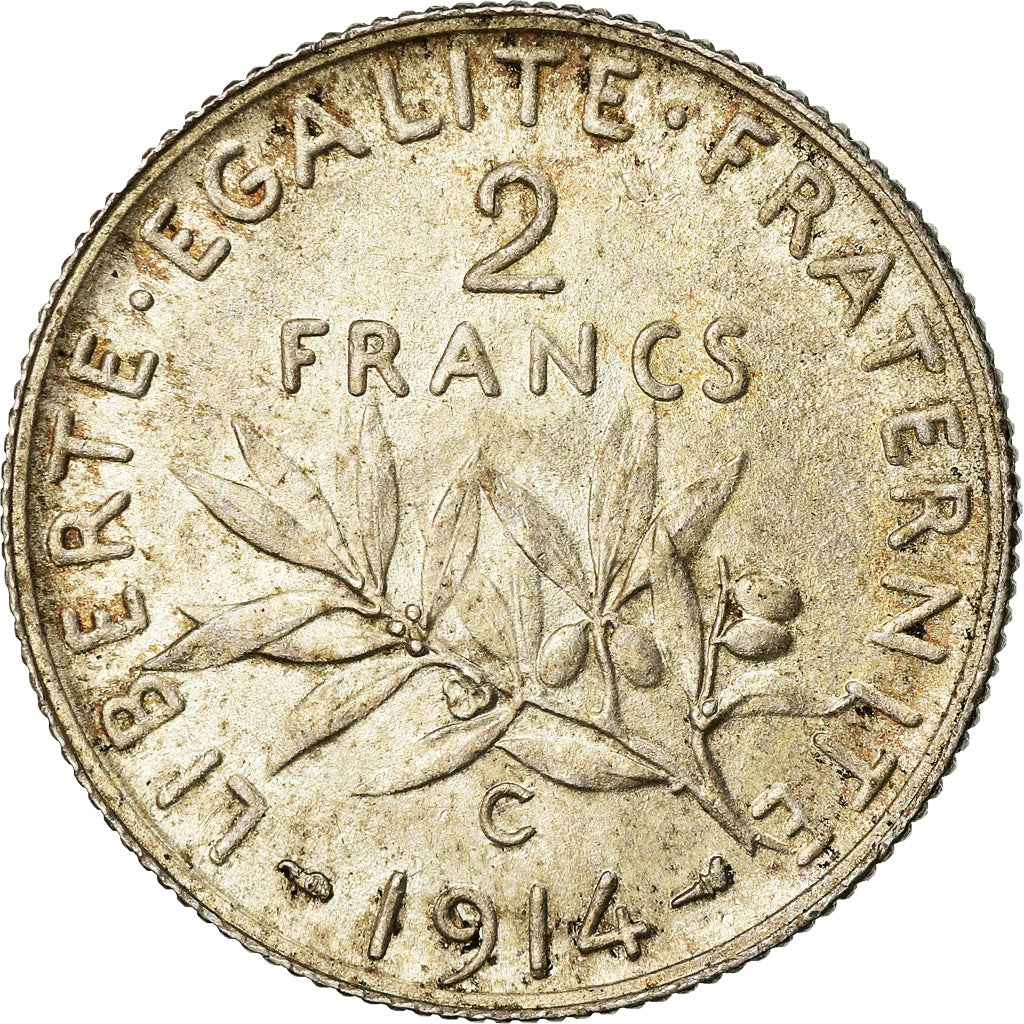 Monnaie, France, Semeuse, 2 Francs, 1914, Castelsarrasin, SUP, Argent