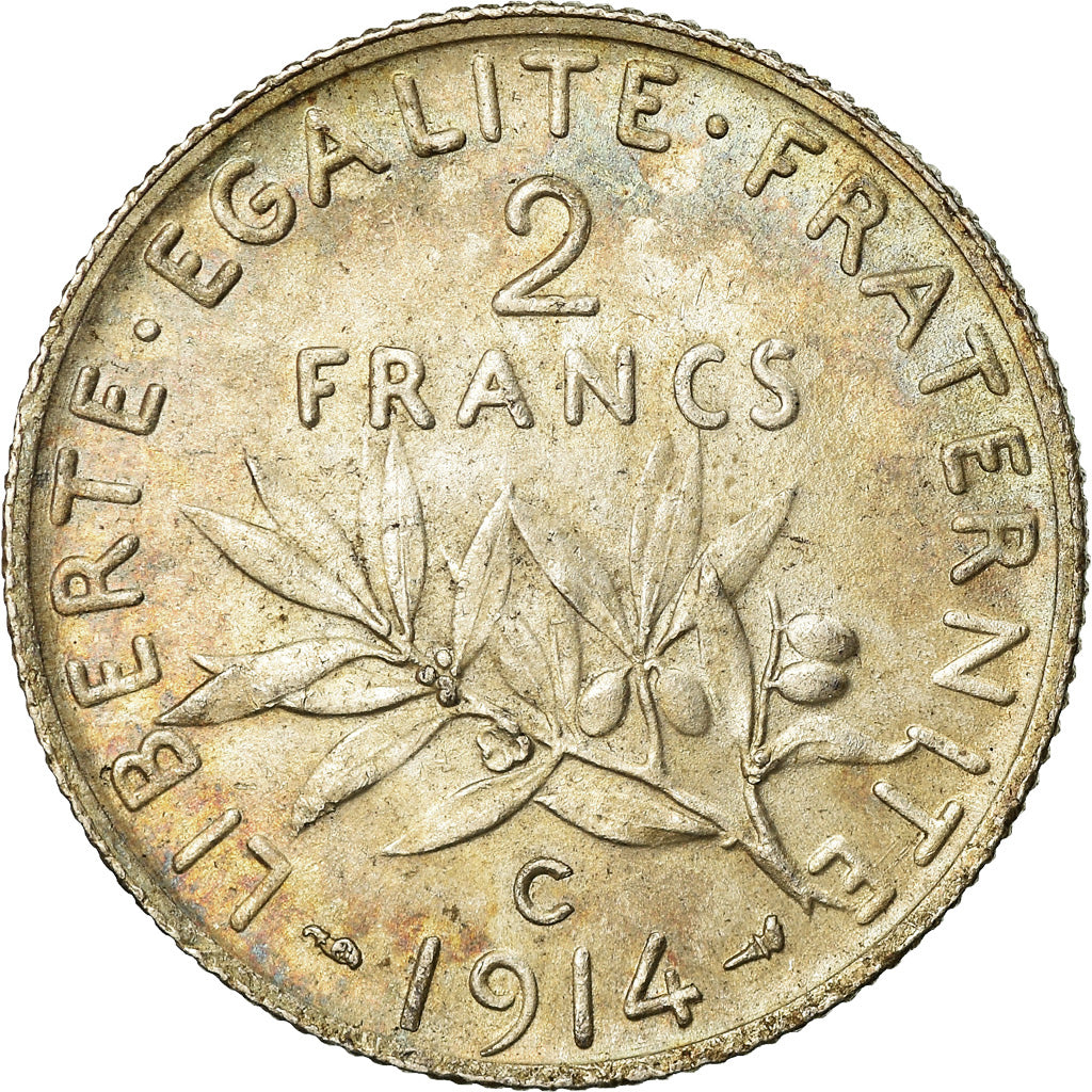 Monnaie, France, Semeuse, 2 Francs, 1914, Castelsarrasin, SUP, Argent