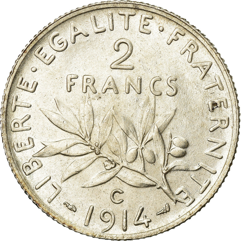 Coin, France, Semeuse, 2 Francs, 1914, Castelsarrasin, MS(63), Silver, KM:845.2