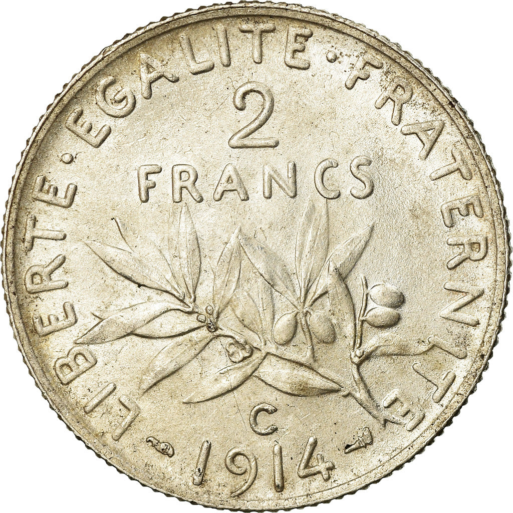 Coin, France, Semeuse, 2 Francs, 1914, Castelsarrasin, MS(63), Silver, KM:845.2
