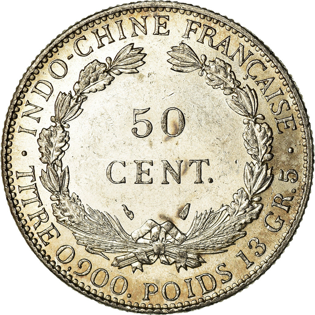 Coin, FRENCH INDO-CHINA, 50 Cents, 1936, Paris, MS(63), Silver, KM:4a.2