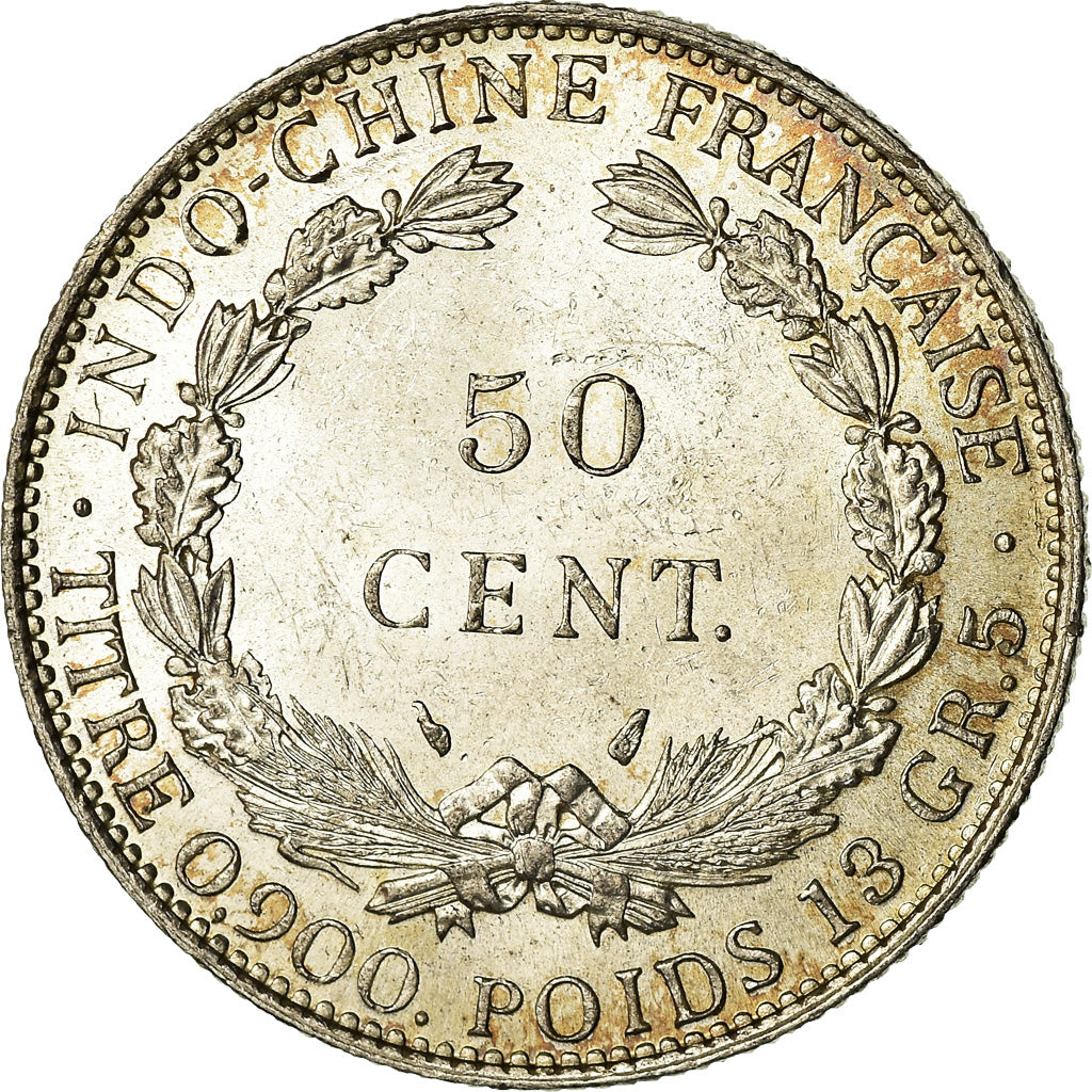 Coin, FRENCH INDO-CHINA, 50 Cents, 1936, Paris, MS(63), Silver, KM:4a.2