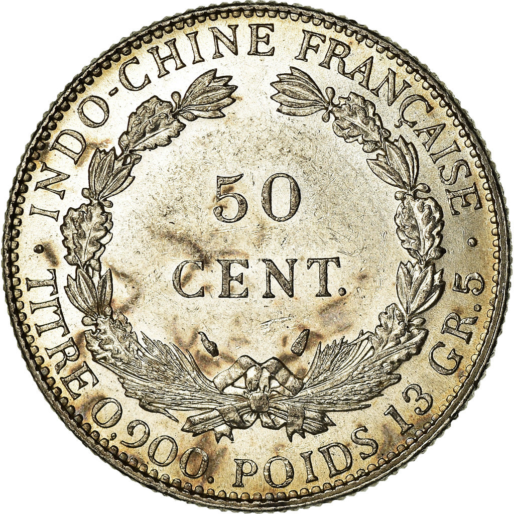 Coin, FRENCH INDO-CHINA, 50 Cents, 1936, Paris, MS(63), Silver, KM:4a.2