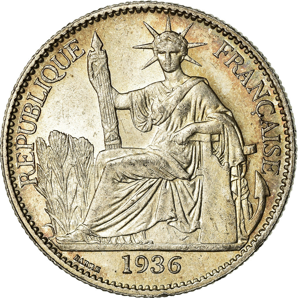 Monnaie, FRENCH INDO-CHINA, 50 Cents, 1936, Paris, SUP+, Argent, KM:4a.2