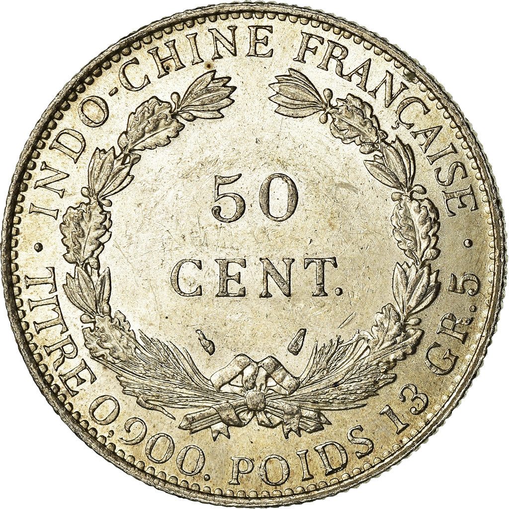 Coin, FRENCH INDO-CHINA, 50 Cents, 1936, Paris, MS(60-62), Silver, KM:4a.2