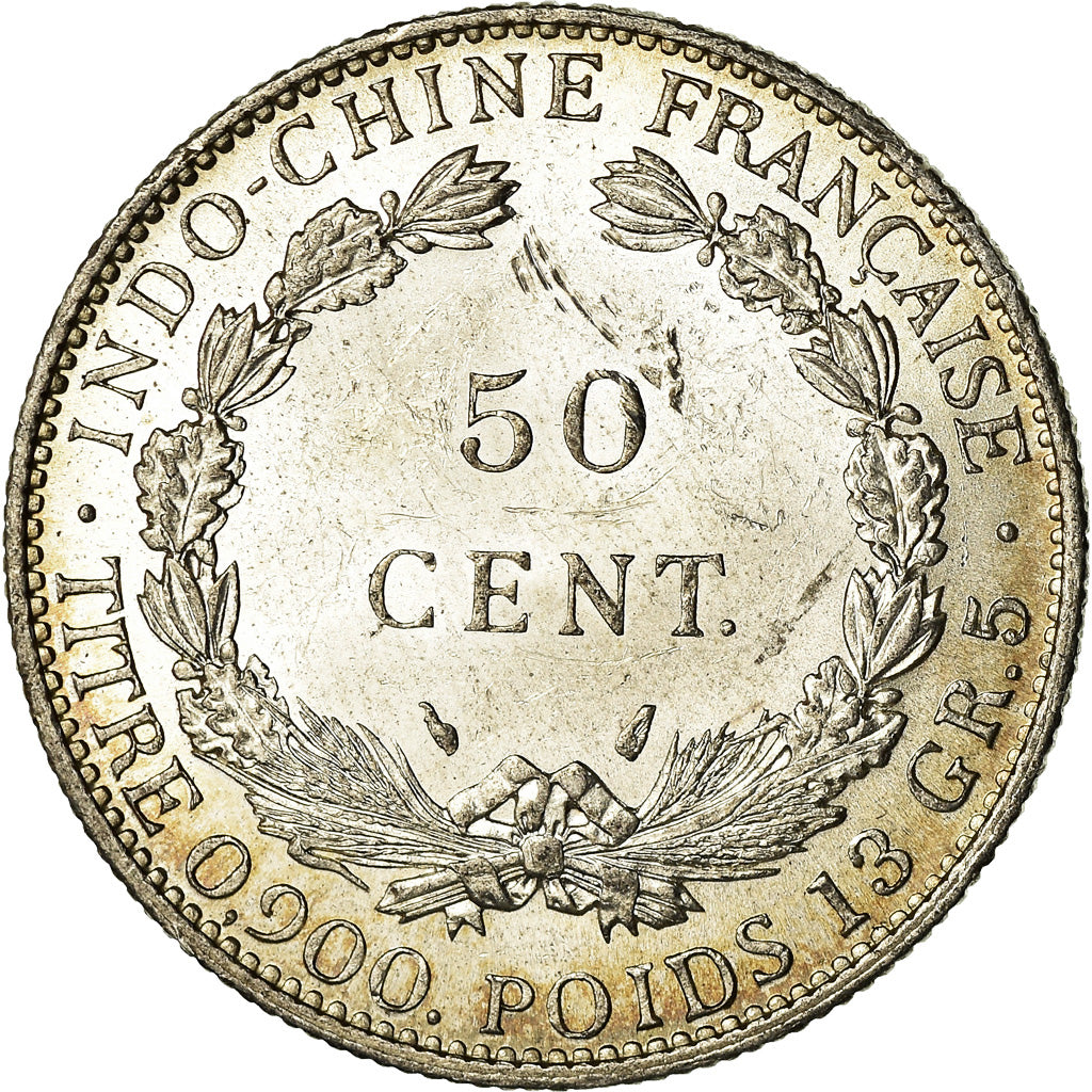 Coin, FRENCH INDO-CHINA, 50 Cents, 1936, Paris, MS(60-62), Silver, KM:4a.2