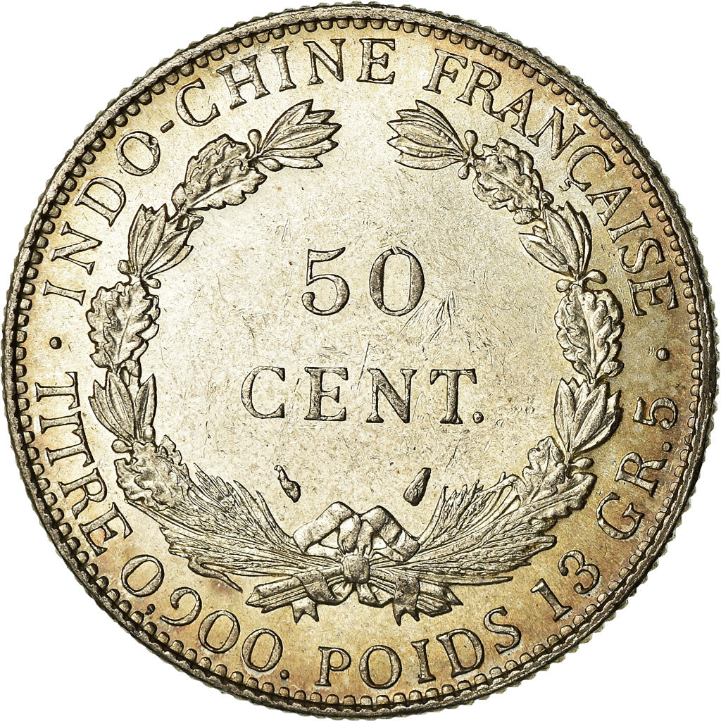 Moneta, FRANCUSKIE INDOCHINY, 50 Cents, 1936, Paris, MS(60-62), Srebro, KM:4a.2