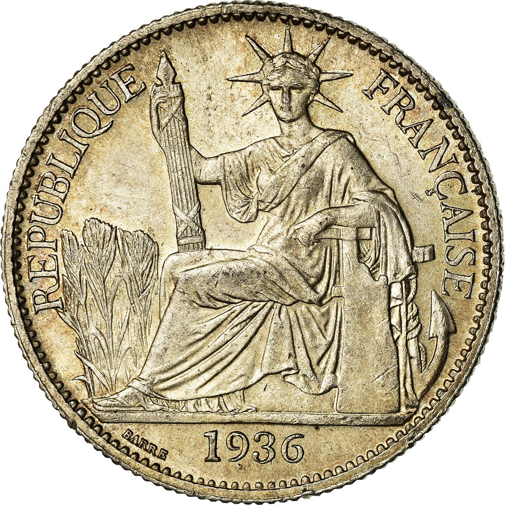 Moneta, INDOCINA FRANCESE, 50 Cents, 1936, Paris, SPL, Argento, KM:4a.2