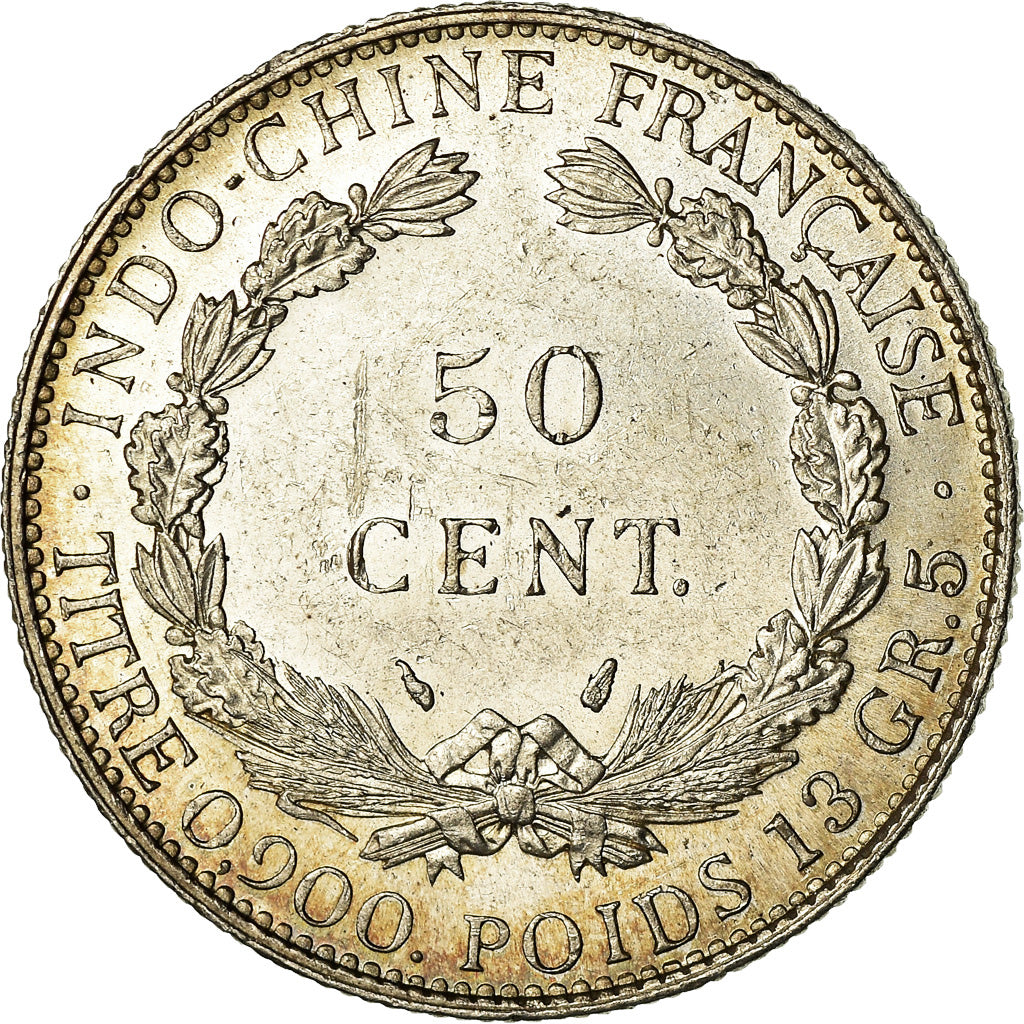 Moneta, INDOCINA FRANCESE, 50 Cents, 1936, Paris, SPL, Argento, KM:4a.2