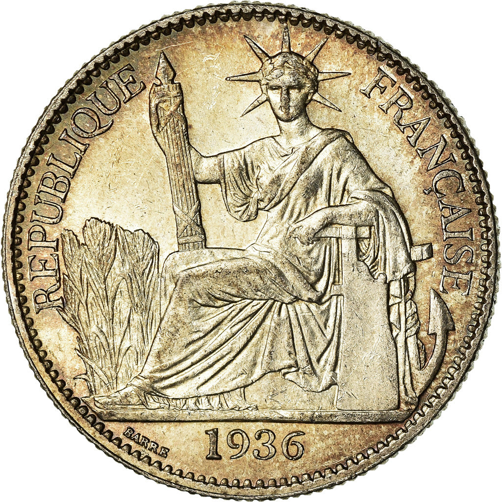 Monnaie, FRENCH INDO-CHINA, 50 Cents, 1936, Paris, SUP+, Argent, KM:4a.2