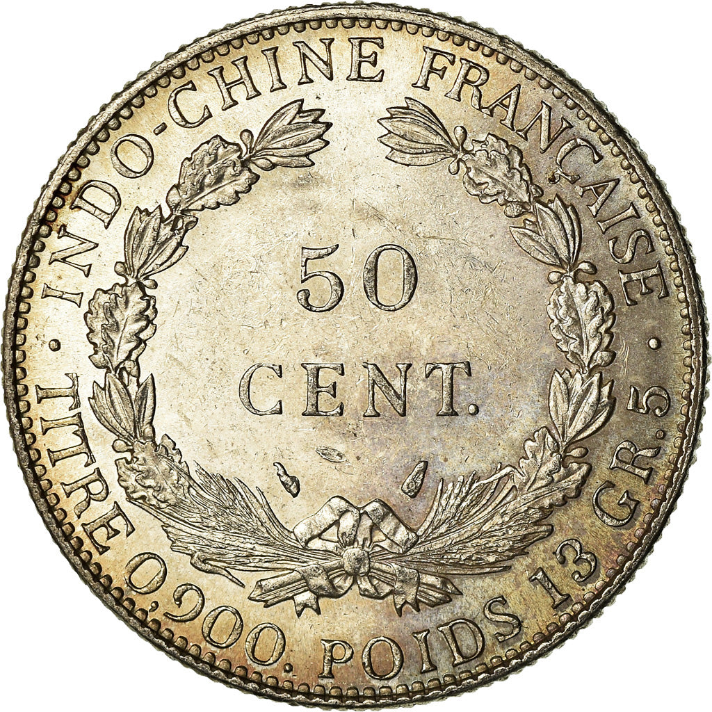 Monnaie, FRENCH INDO-CHINA, 50 Cents, 1936, Paris, SUP+, Argent, KM:4a.2