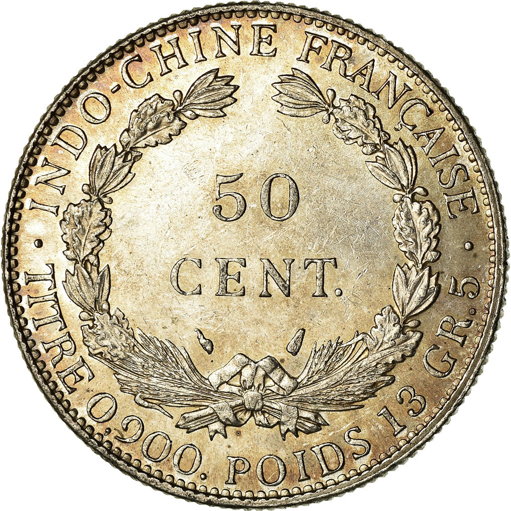 Coin, FRENCH INDO-CHINA, 50 Cents, 1936, Paris, MS(60-62), Silver, KM:4a.2