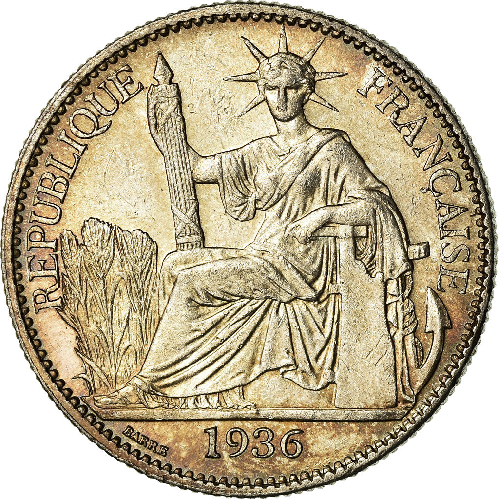 Monnaie, FRENCH INDO-CHINA, 50 Cents, 1936, Paris, SUP+, Argent, KM:4a.2