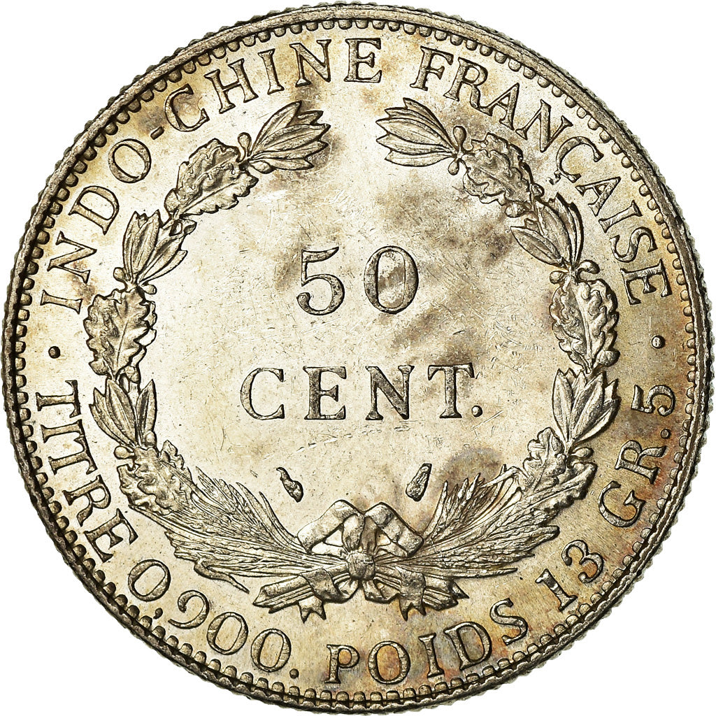 Coin, FRENCH INDO-CHINA, 50 Cents, 1936, Paris, AU(55-58), Silver, KM:4a.2