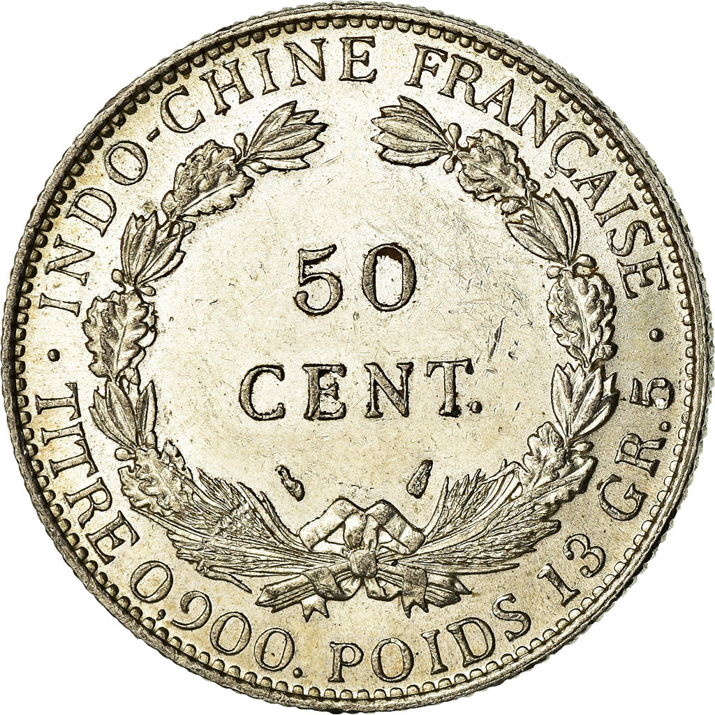 Coin, FRENCH INDO-CHINA, 50 Cents, 1936, Paris, AU(55-58), Silver, KM:4a.2