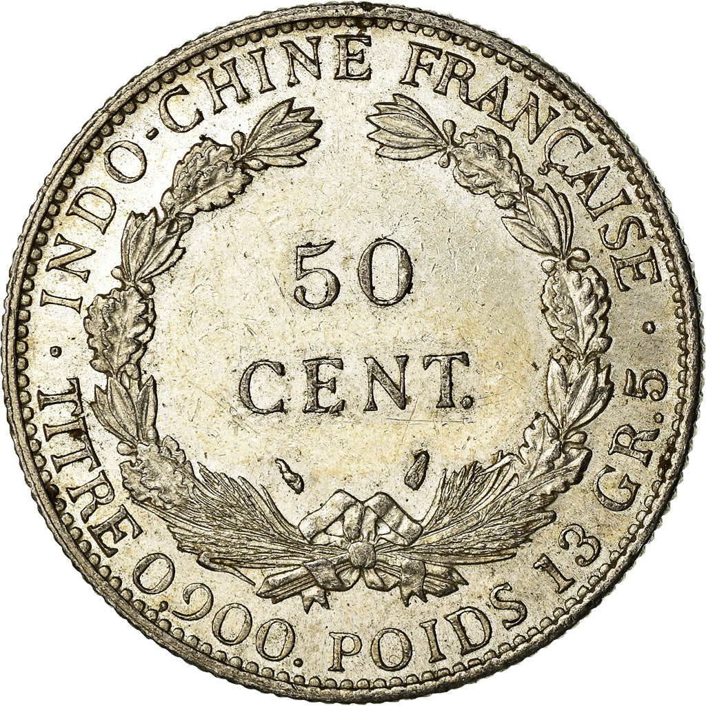 Coin, FRENCH INDO-CHINA, 50 Cents, 1936, Paris, AU(50-53), Silver, KM:4a.2
