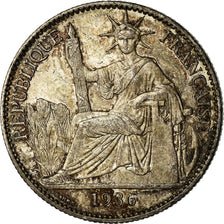 Moneda, INDOCHINA FRANCESA, 50 Cents, 1936, Paris, MBC+, Plata, KM:4a.2