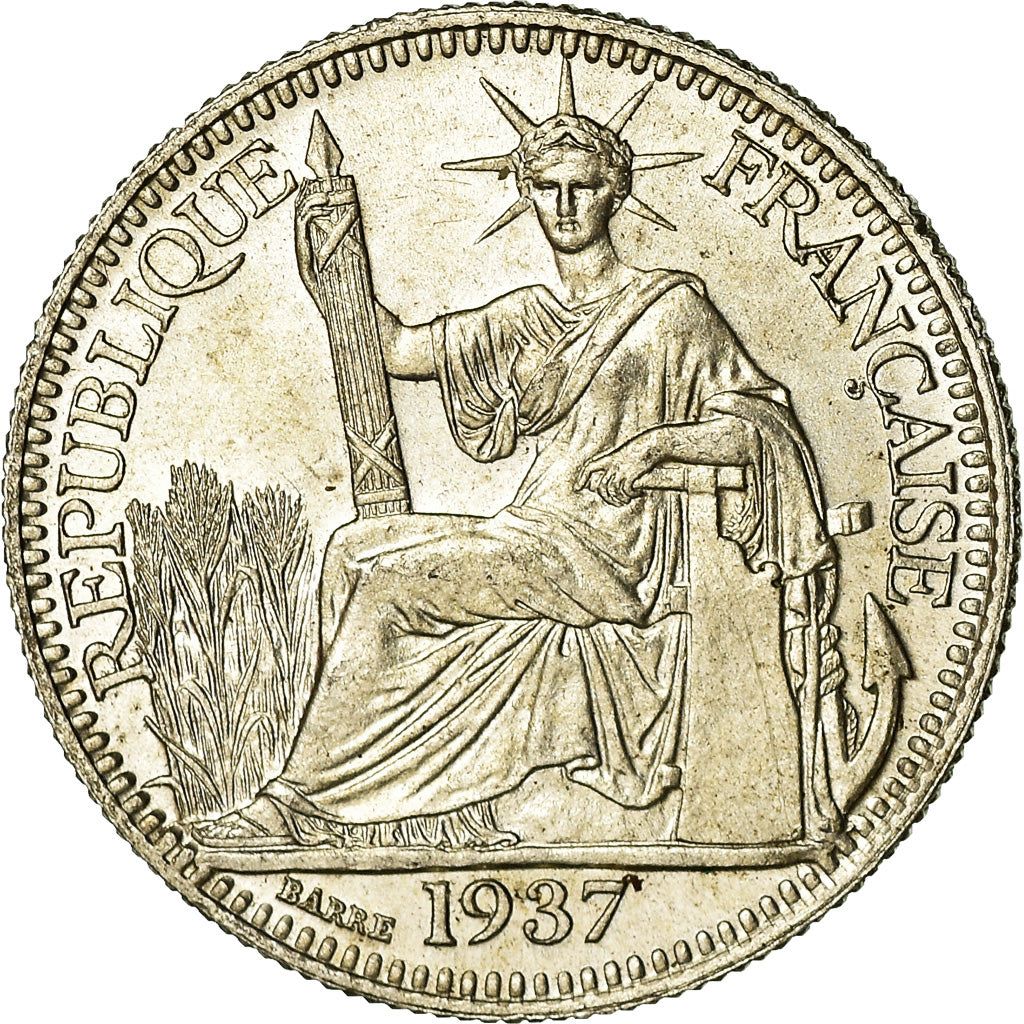 Coin, FRENCH INDO-CHINA, 10 Cents, 1937, Paris, MS(63), Silver, KM:16.2