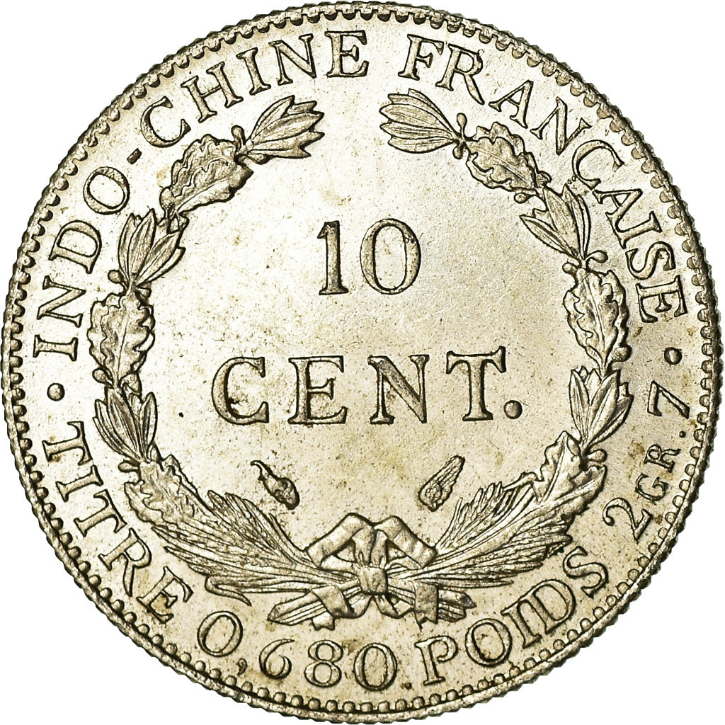 Coin, FRENCH INDO-CHINA, 10 Cents, 1937, Paris, MS(63), Silver, KM:16.2