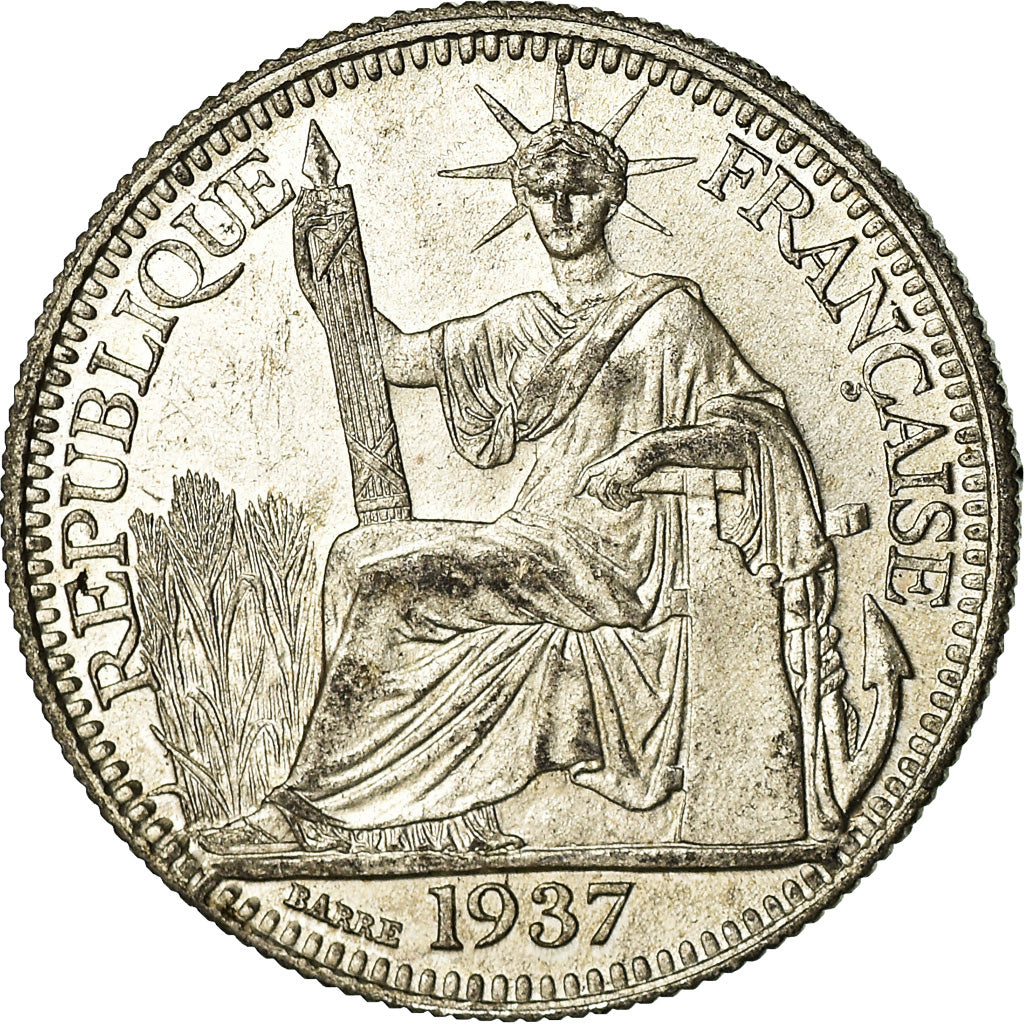 Moneta, INDOCINA FRANCESE, 10 Cents, 1937, Paris, SPL-, Argento, KM:16.2