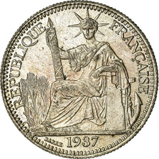 Coin, FRENCH INDO-CHINA, 10 Cents, 1937, Paris, AU(55-58), Silver, KM:16.2