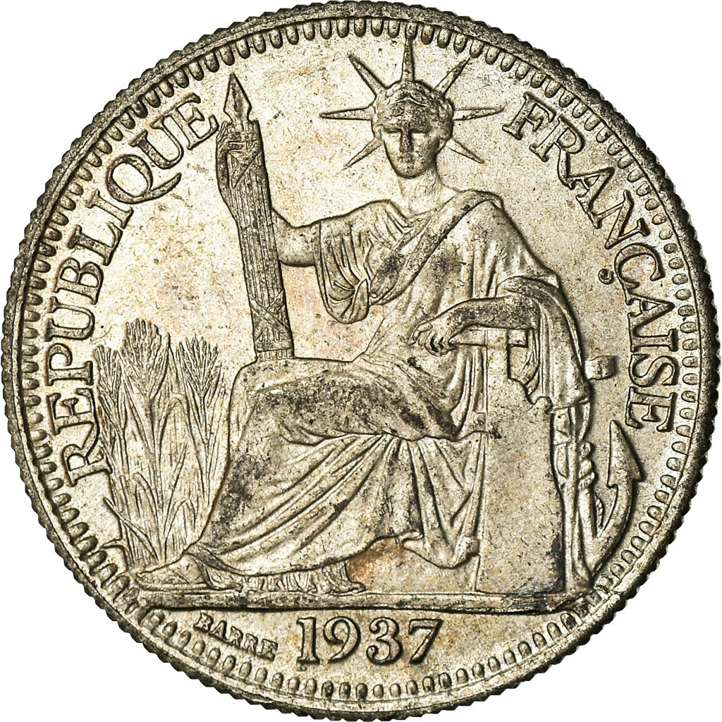 Coin, FRENCH INDO-CHINA, 10 Cents, 1937, Paris, AU(55-58), Silver, KM:16.2