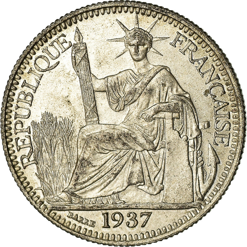 Coin, FRENCH INDO-CHINA, 10 Cents, 1937, Paris, AU(55-58), Silver, KM:16.2
