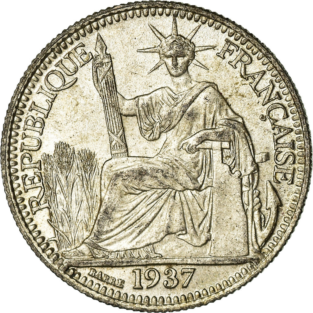 Coin, FRENCH INDO-CHINA, 10 Cents, 1937, Paris, AU(55-58), Silver, KM:16.2