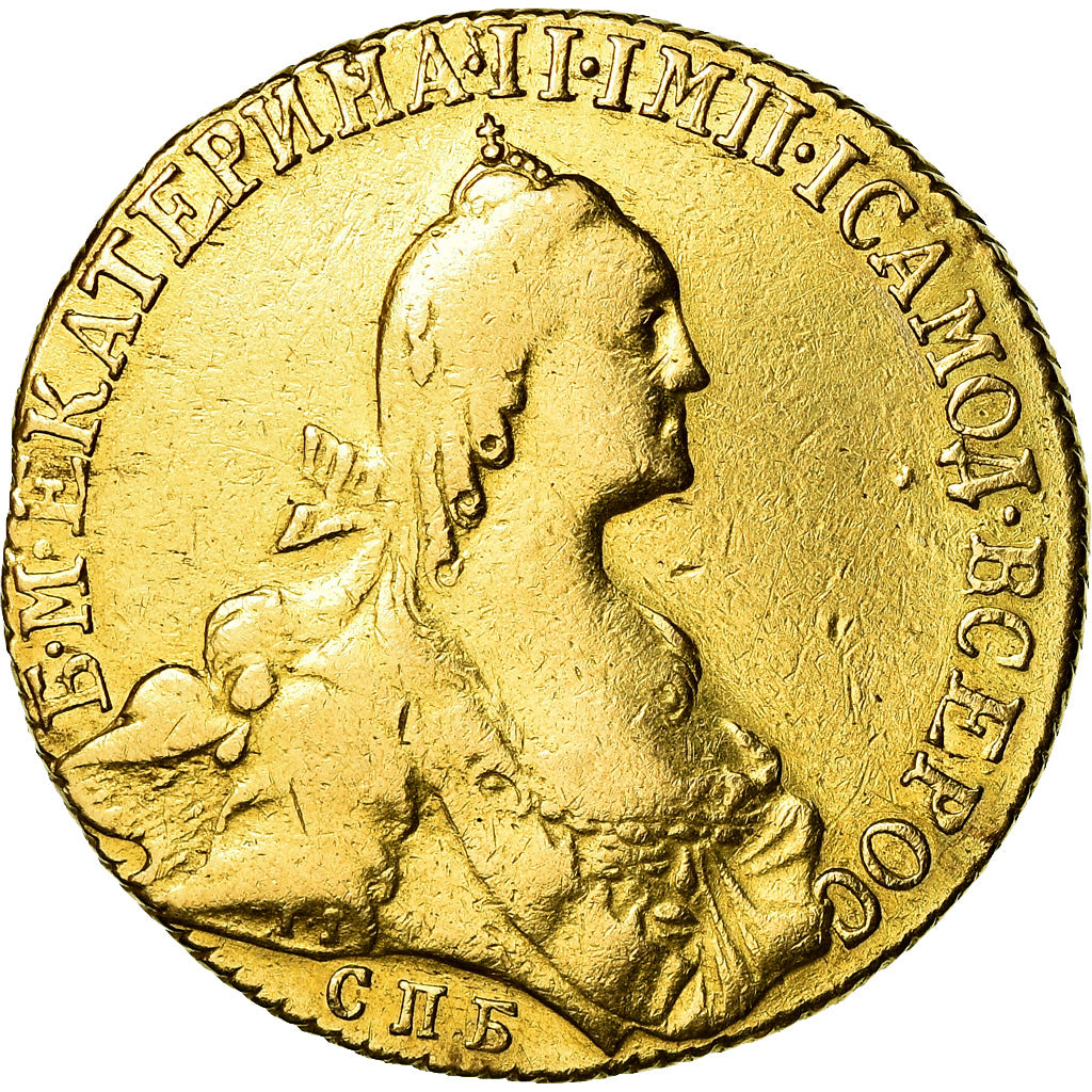 Coin, Russia, Catherine II, 10 Roubles, 1769, Saint-Petersburg, VF(30-35), Gold